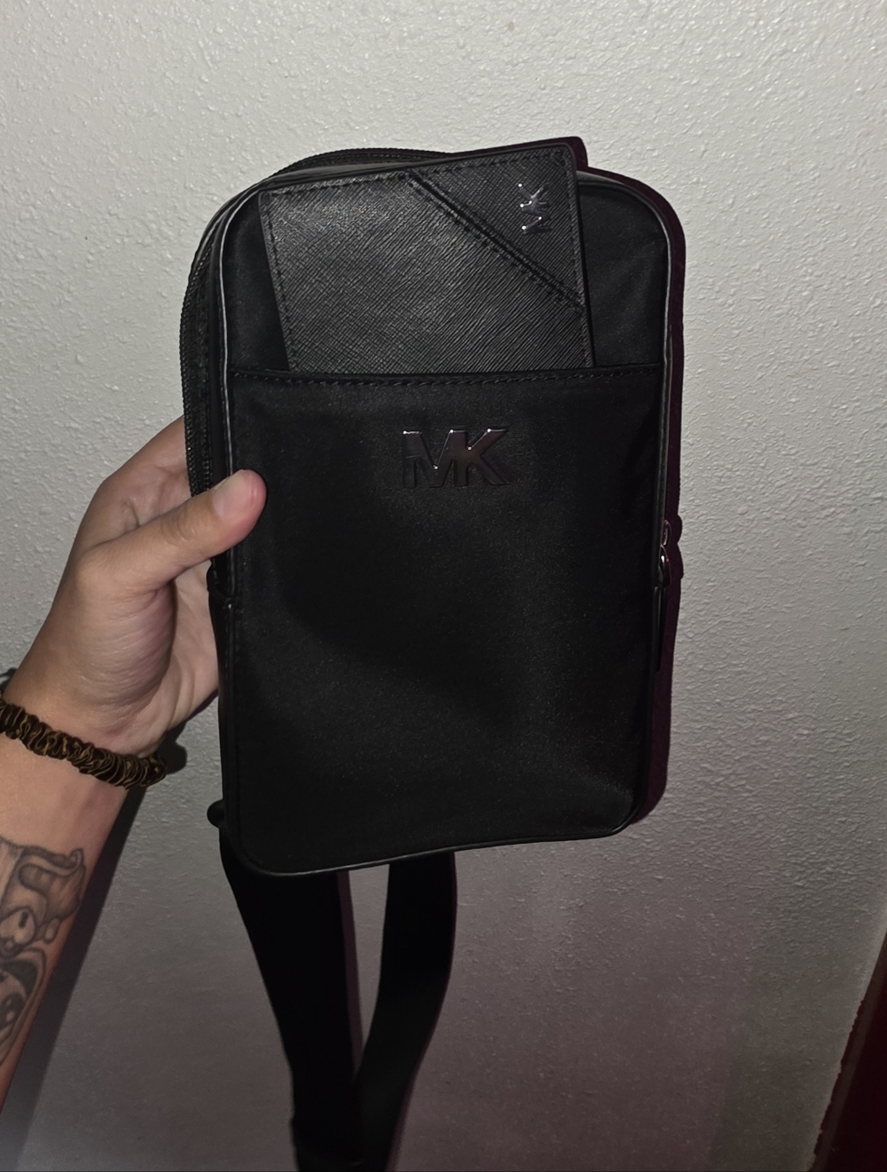 Michael Kors Black MK Front-Pocket SLING BAG